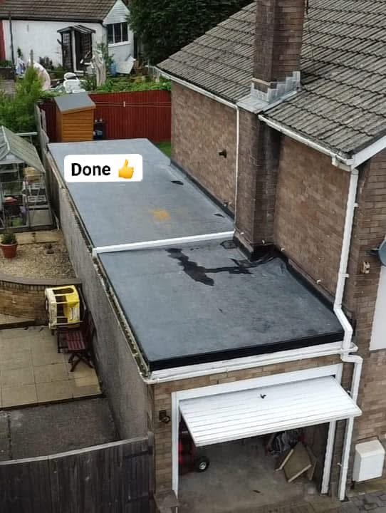 EPDM garage roof complete